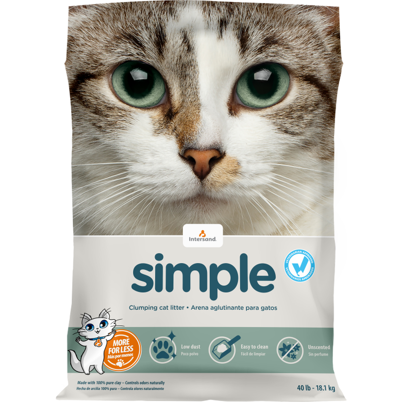 Intersand Simple Clumping Cat Litter, Unscented, 40-lb image number null