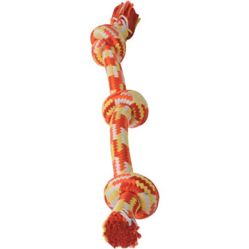 Mammoth 3-Knot Rope Bone Dog Toy, Assorted Colors, 25-inch image number null