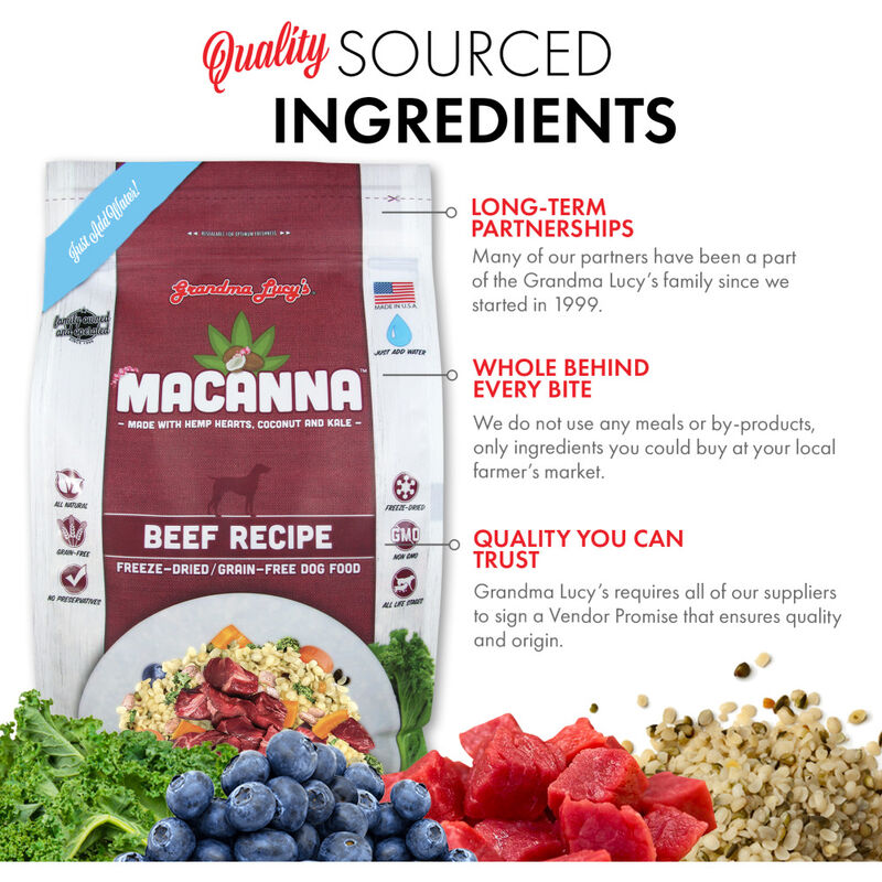 Grandma Lucy's Macanna Freeze-Dried Dog Food, Beef image number null