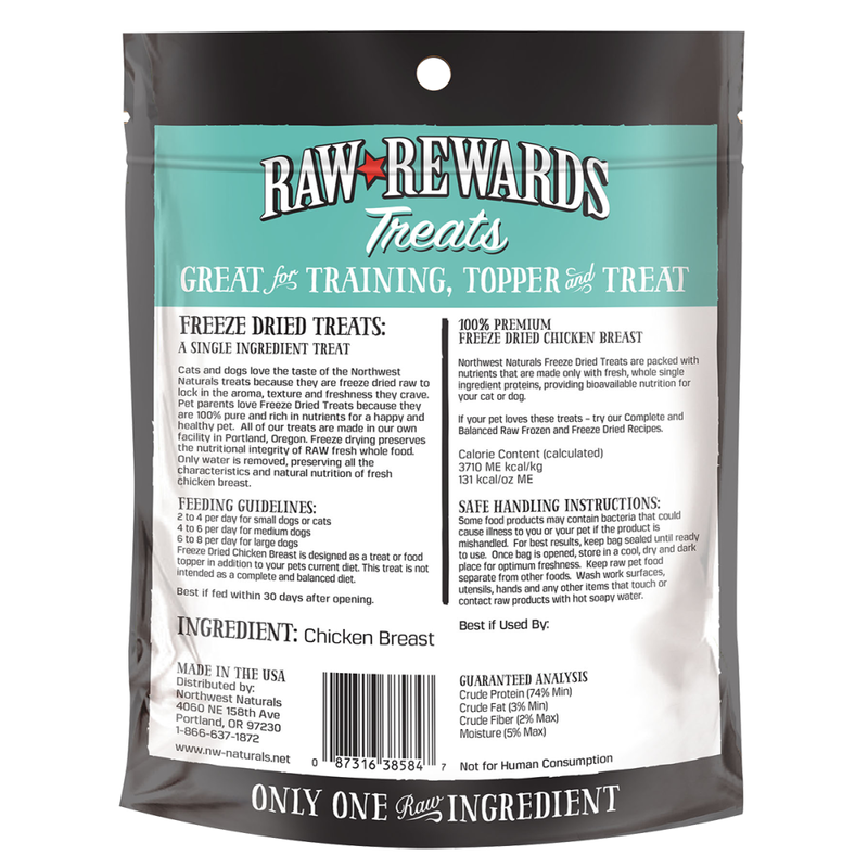 Northwest Naturals Raw Rewards Freeze-Dried Dog & Cat Treats, Chicken Breast, 10-oz image number null