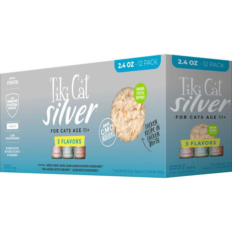 Tiki Cat Silver Canned Cat Food, Senior, Variety Pack, 2.4-oz, 12-pack image number null