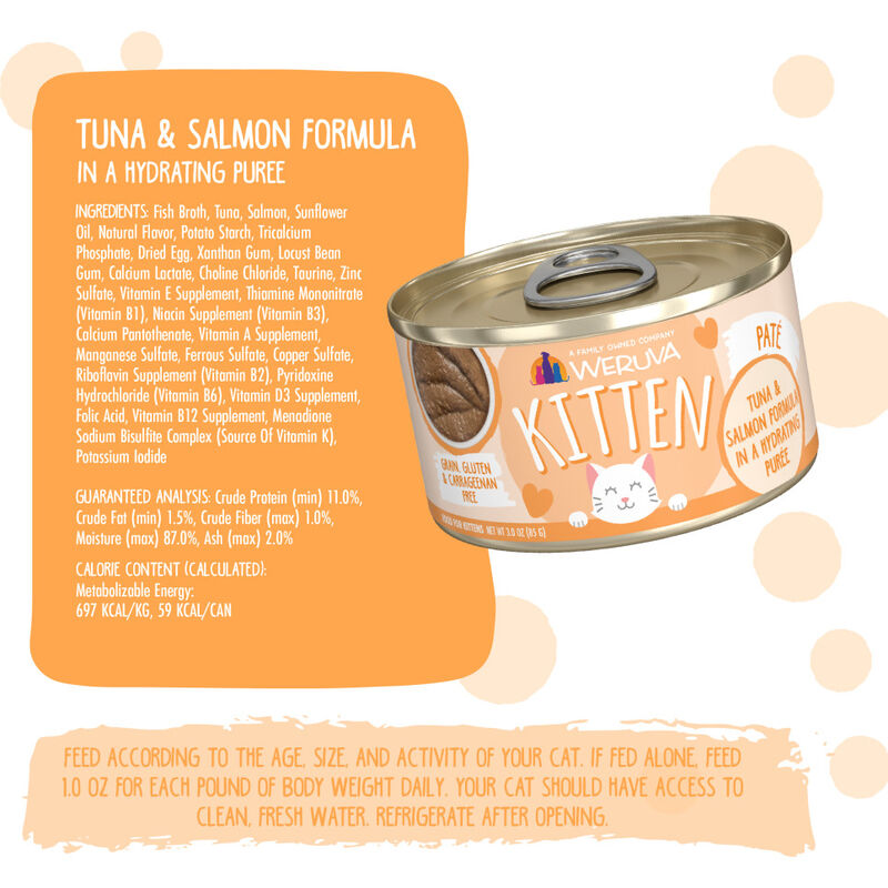 Weruva Kitten Canned Cat Food, Tuna & Salmon in Puree, 3-oz image number null