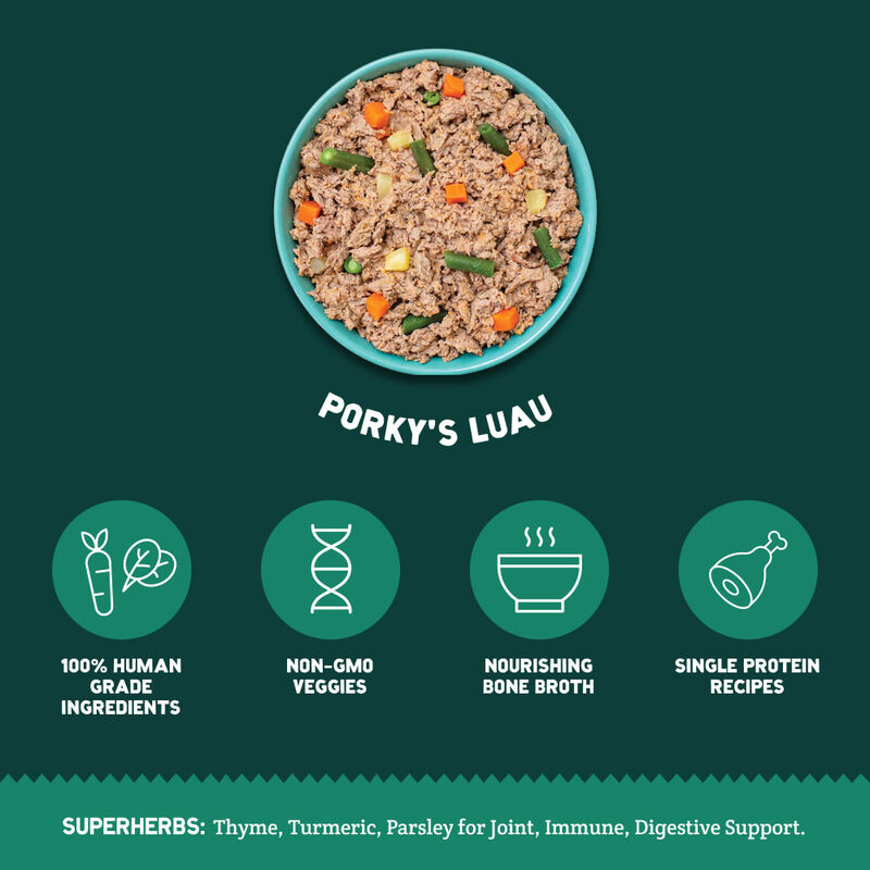 A Pup Above Gently Cooked Frozen Dog Food, Porky's Luau image number null