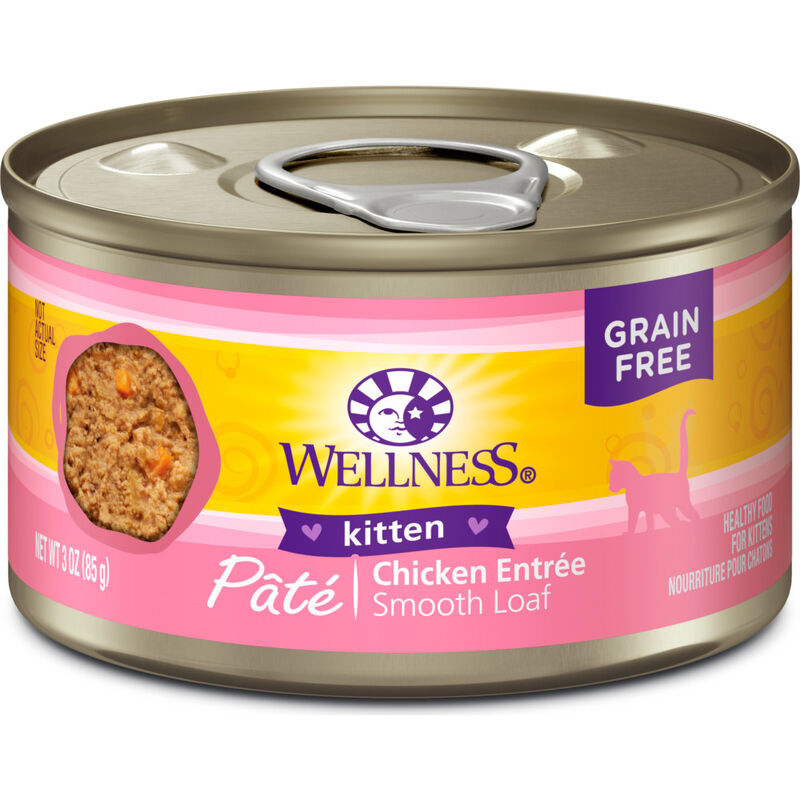 Wellness Complete Health Pate Canned Cat Food, Kitten, Chicken, 3-oz image number null