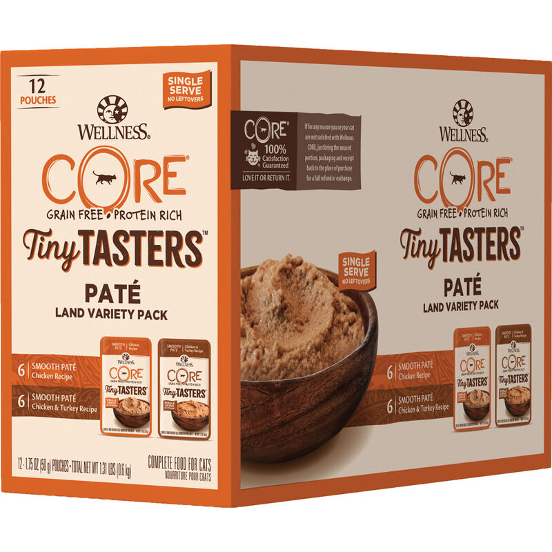 Wellness Core Tiny Tasters Wet Cat Food, Pate, Variety Pack, Land, 1.75-oz, 12-pack image number null