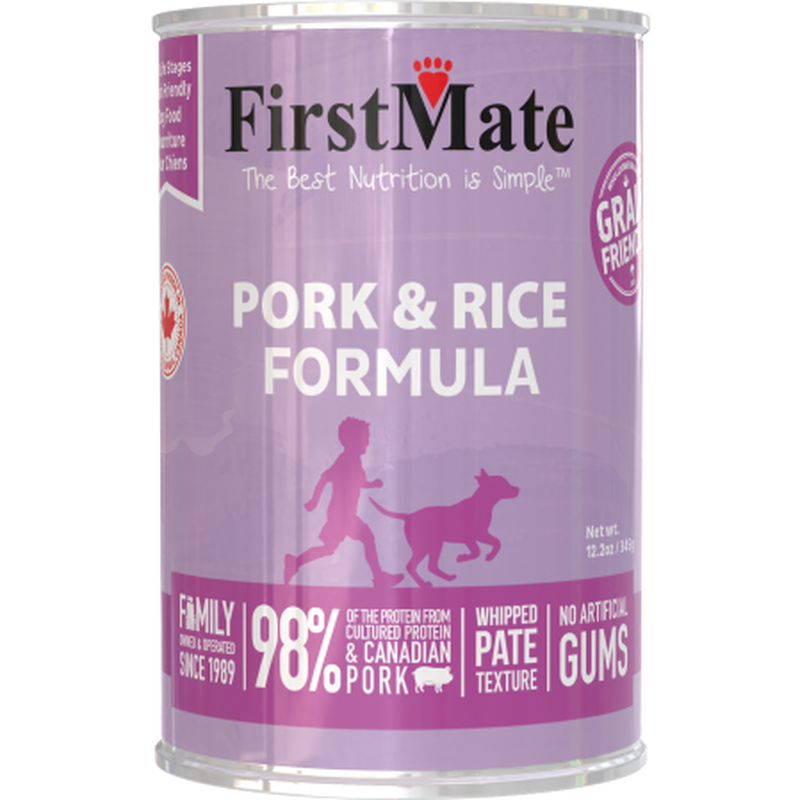 FirstMate Grain Friendly Canned Dog Food, Pork & Rice, 12.2-oz image number null