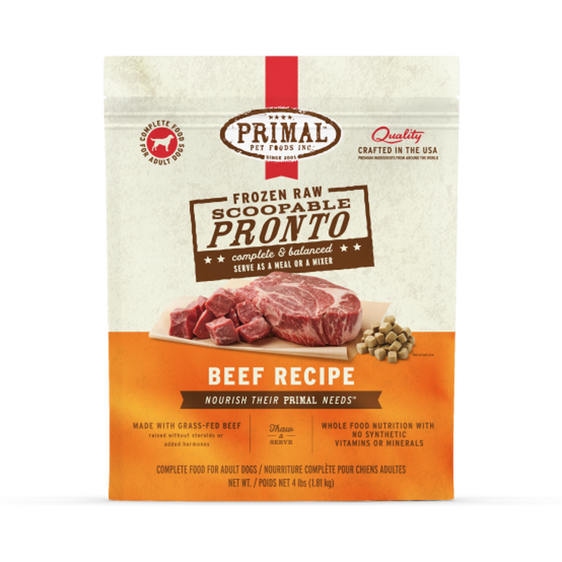 Primal Pronto Raw Frozen Dog Food, Beef, 4-lb image number null