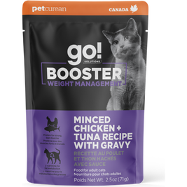 Go! Solutions Booster Wet Cat Food Topper, Weight Management, Minced Chicken Tuna & Gravy