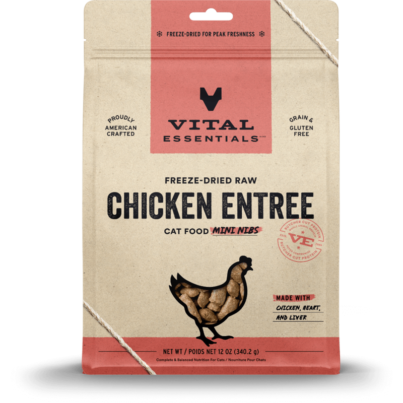 Vital Essentials Raw Freeze-Dried Cat Food, Chicken, Mini Nibs, 12-oz image number null