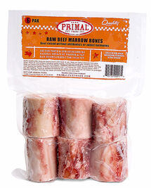 Primal Raw Frozen Beef Marrow Bone Dog Treats, 2-inch, 6-pack