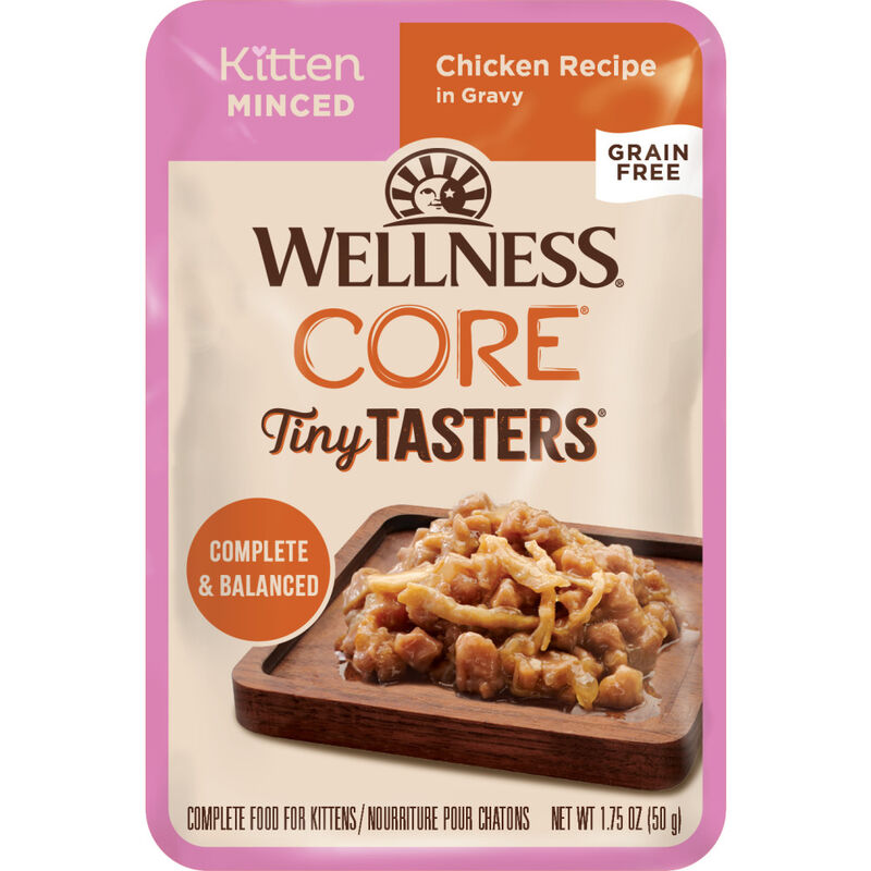 Wellness Core Tiny Tasters Wet Cat Food, Minced, Kitten, Chicken, 1.75-oz image number null