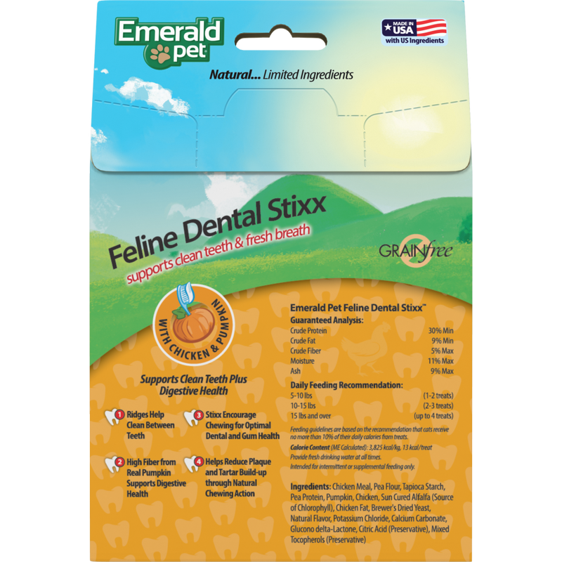 Emerald Pet Dental Stixx Cat Treats, Chicken & Pumpkin, 3.6-oz image number null