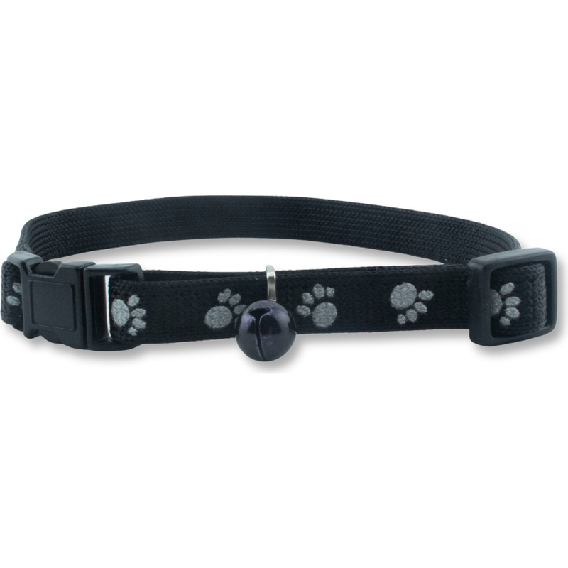 OmniPet Reflective Paw Print Cat Collar, Black image number null