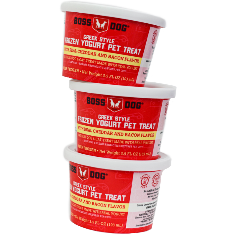 Boss Dog Frozen Yogurt Dog Treats, Cheddar & Bacon, 3.5-oz, Single Cup image number null