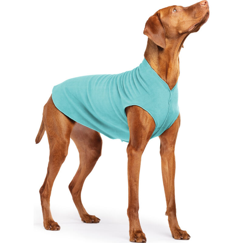Gold Paw Stretch Fleece Dog Coat, Turquoise image number null