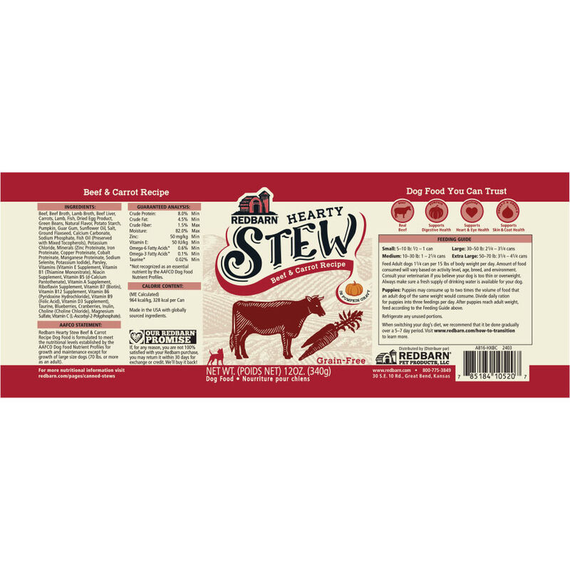 Redbarn Hearty Stew Canned Dog Food, Beef & Vegetable, 12-oz image number null