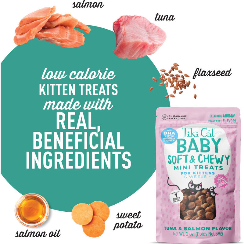Tiki Cat Baby Soft & Chewy Mini Cat Treats, Tuna & Salmon, 2-oz image number null