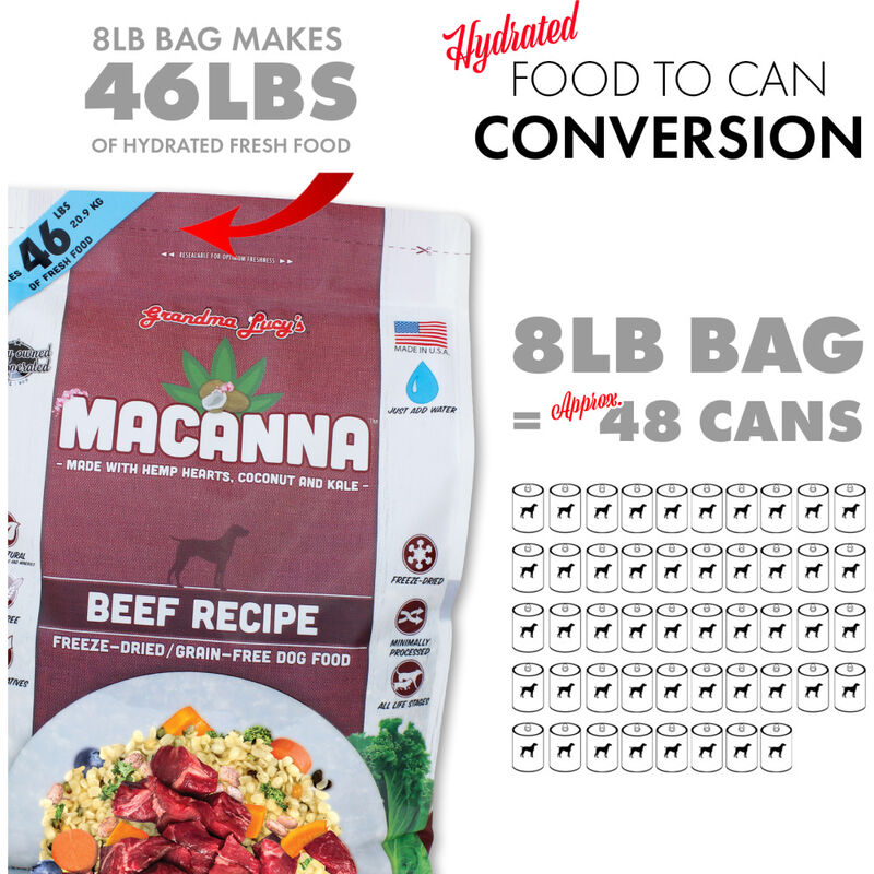 Grandma Lucy's Macanna Freeze-Dried Dog Food, Beef image number null