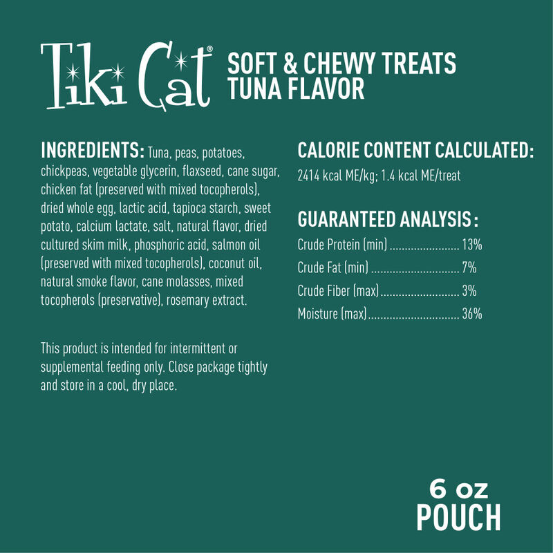 Tiki Cat Soft & Chewy Cat Treats, Tuna, 6-oz image number null