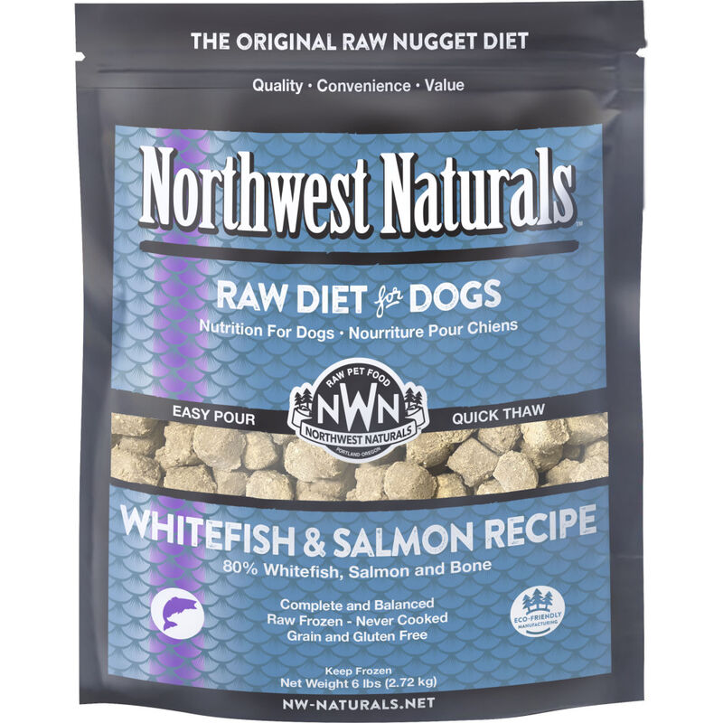 Northwest Naturals Raw Frozen Dog Food, Nuggets, Whitefish & Salmon, 6-lb image number null
