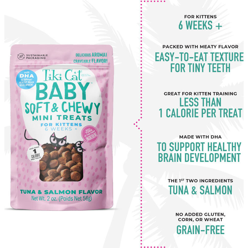 Tiki Cat Baby Soft & Chewy Mini Cat Treats, Tuna & Salmon, 2-oz image number null
