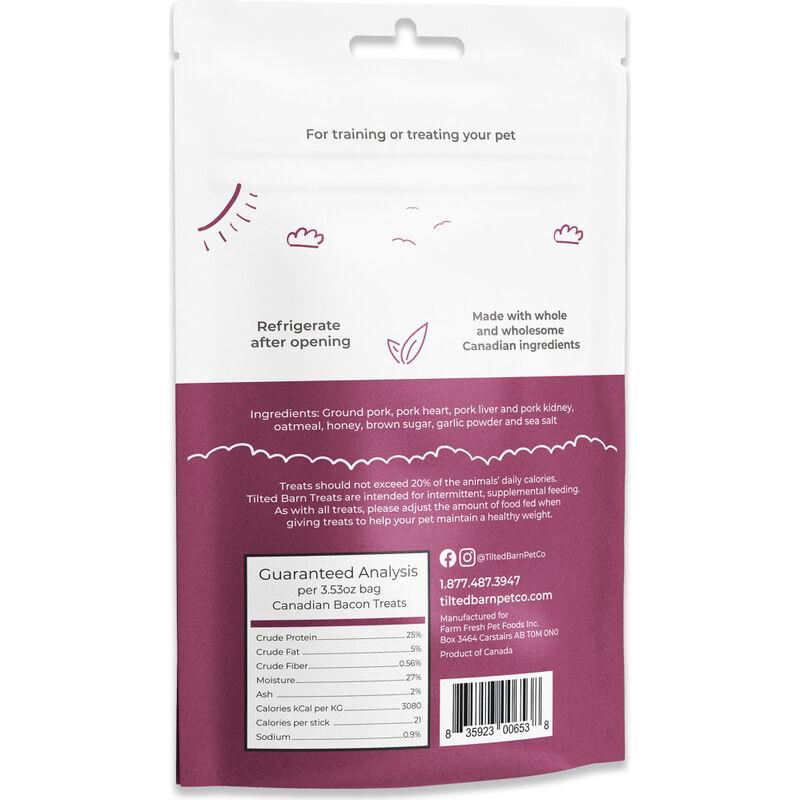 Tilted Barn Dog Treats, Canadian Bacon, 3.53-oz image number null