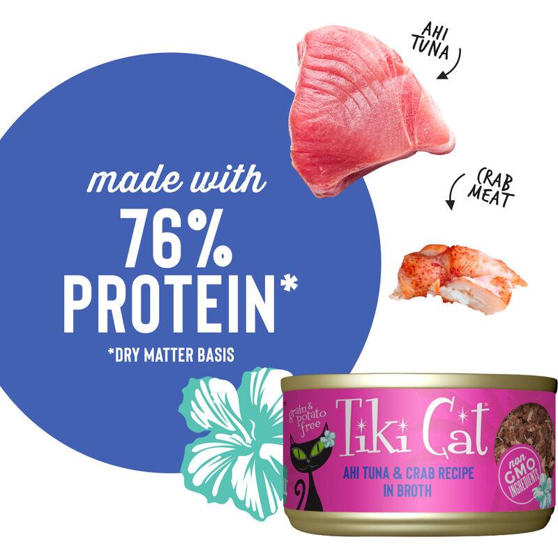 Tiki Cat Grill Canned Cat Food, Ahi Tuna & Crab, 2.8-oz image number null