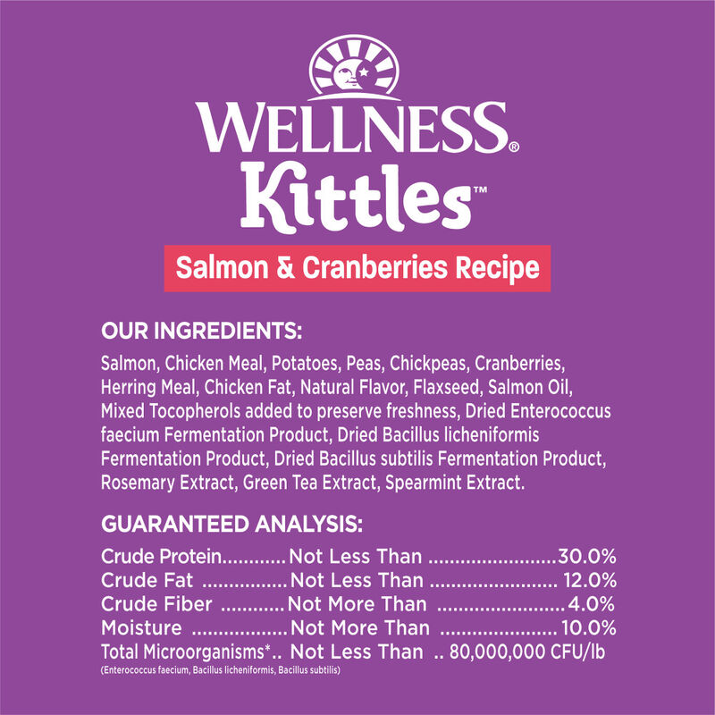 Wellness Kittles Crunchy Cat Treats, Salmon & Cranberries, 2-oz image number null