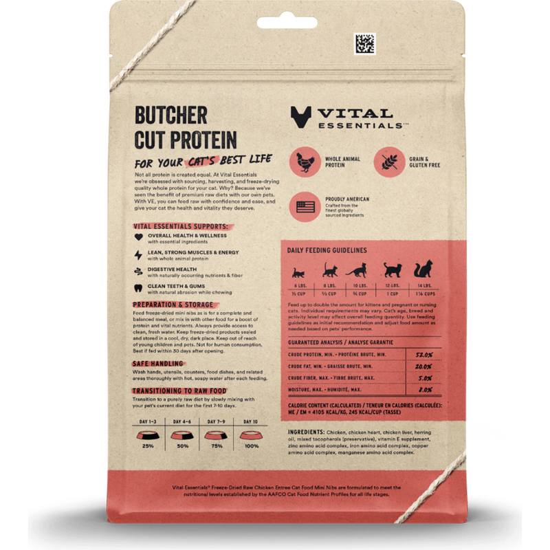 Vital Essentials Raw Freeze-Dried Cat Food, Chicken, Mini Nibs, 12-oz image number null