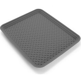Time to Roar Bamboo Pattern Splash & Crumb Catcher Pet Food Mat, Stone