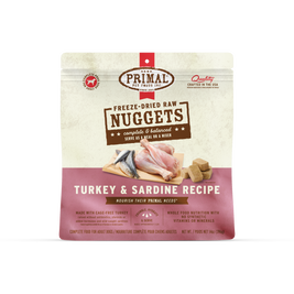 Primal Raw Freeze-Dried Dog Food, Nuggets, Turkey & Sardine