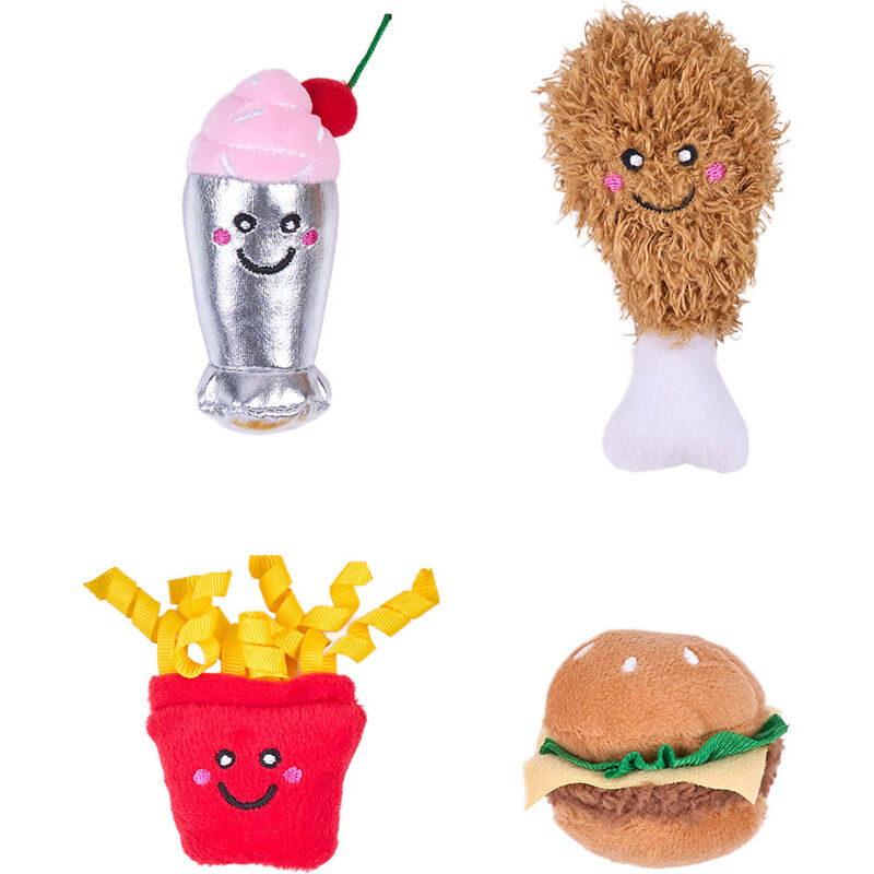 ZippyClaws NomNomz Cat Toy, Fast Food, 4-pack image number null