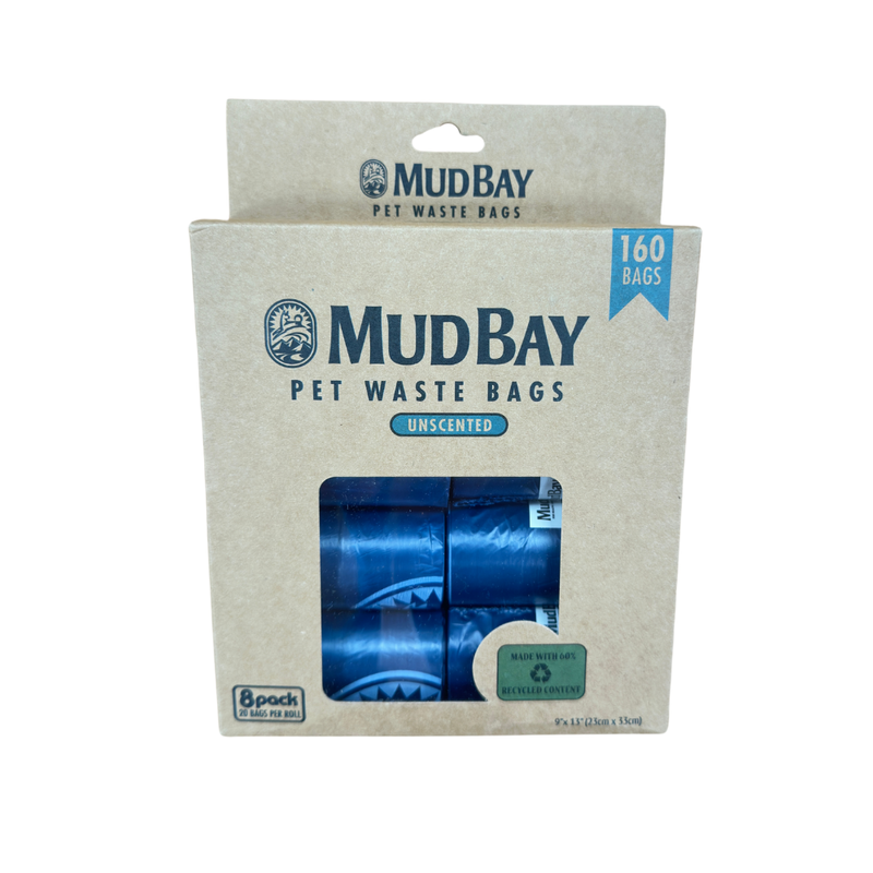 Mud Bay PCR Pet Waste Bags, Unscented, 8 Rolls, 160-count image number null