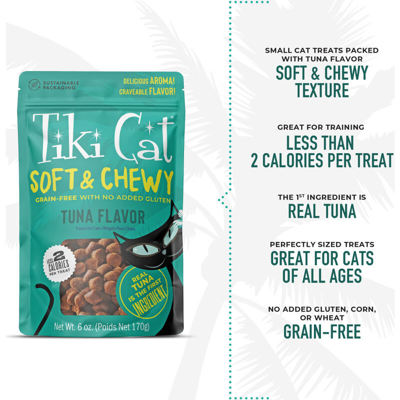 Tiki Cat Soft & Chewy Cat Treats, Tuna, 6-oz image number null