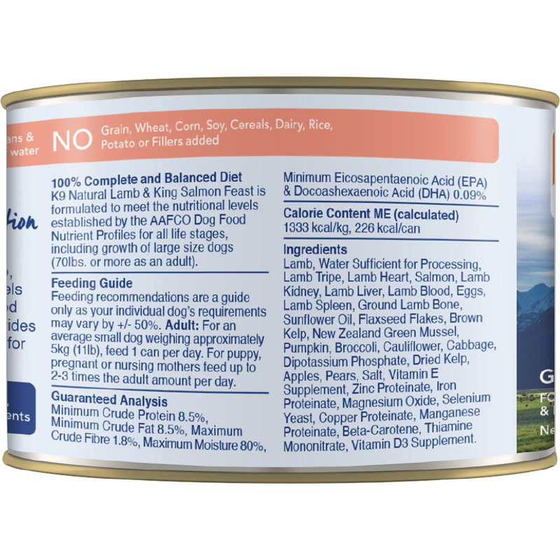 K9 Natural Canned Dog Food, Lamb & Salmon, 6-oz image number null