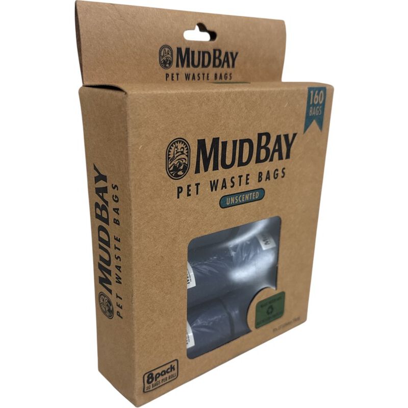 Mud Bay PCR Pet Waste Bags, Unscented, 8 Rolls, 160-count image number null