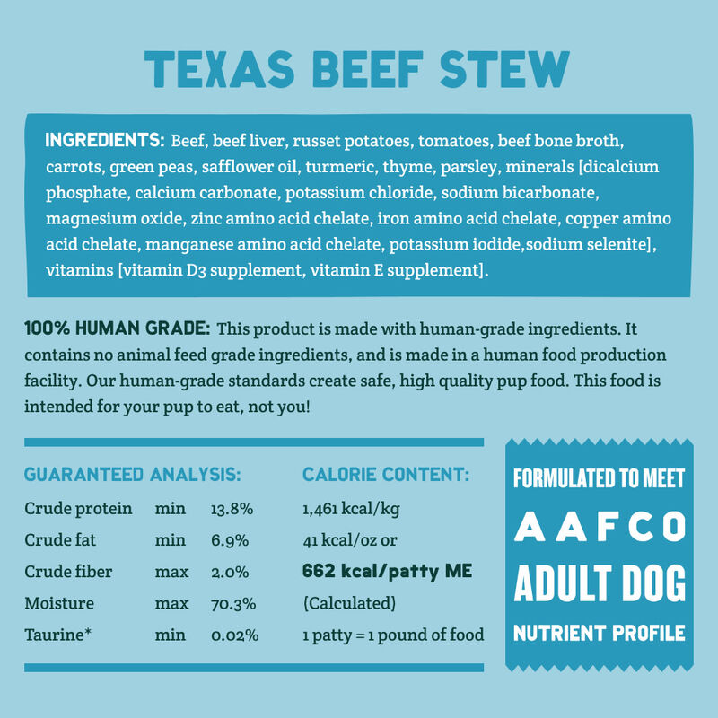 A Pup Above Gently Cooked Frozen Dog Food, Texas Beef Stew image number null