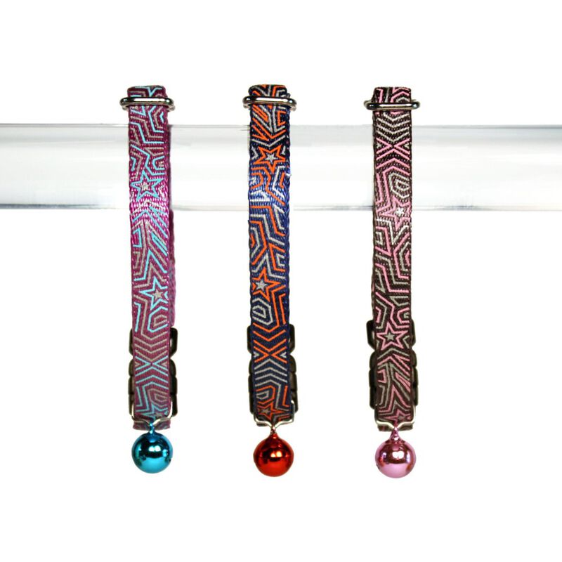 Goli Design Star Gazer Reflective Cat Collar, Red on Blue image number null