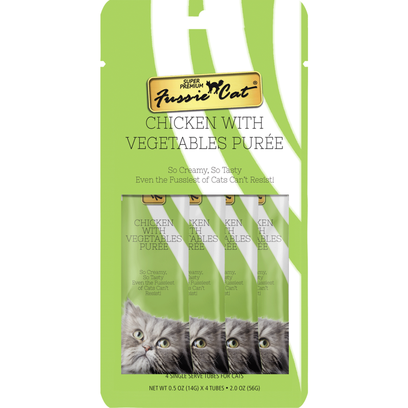 Fussie Cat Super Premium Puree Cat Treat, Chicken & Vegetables, 4-count image number null