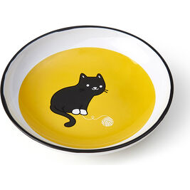 PetRageous Designs Stoneware Pet Bowl, Tangled Kitty, Round Saucer, 5-in, 2.5-oz