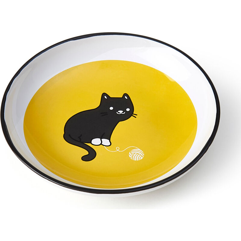 PetRageous Designs Stoneware Pet Bowl, Tangled Kitty, Round Saucer, 5-in, 2.5-oz image number null