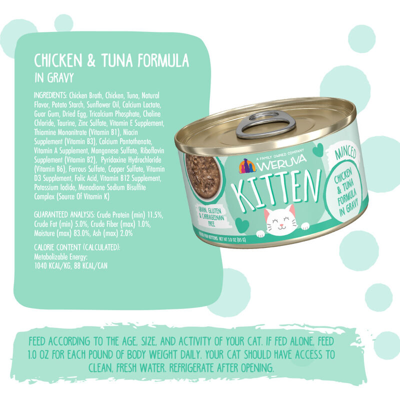 Weruva Kitten Canned Cat Food, Chicken & Tuna in Gravy, 3-oz image number null