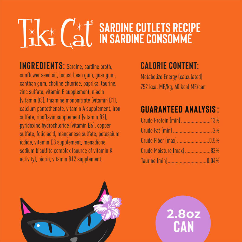 Tiki Cat Grill Canned Cat Food, Sardine Cutlets, 2.8-oz image number null