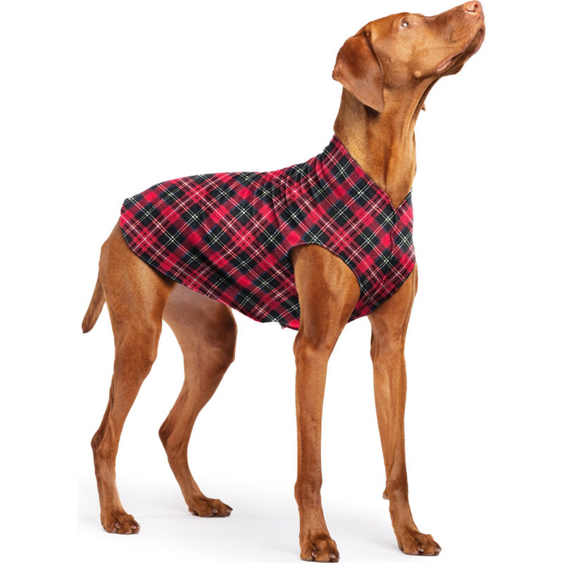 Gold Paw Stretch Fleece Dog Coat, Red Plaid image number null