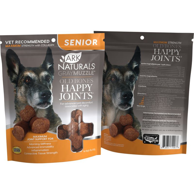 Ark Naturals Gray Muzzle Old Bones Happy Joints Maximum Strength Senior Dog Treats, 16-oz image number null