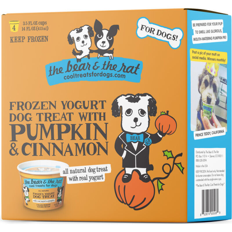The Bear & The Rat Frozen Yogurt Dog Treats, Pumpkin, 3.5-oz, 4-pack image number null