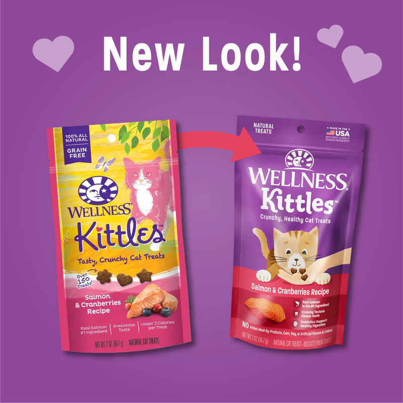 Wellness Kittles Crunchy Cat Treats, Salmon & Cranberries, 2-oz image number null