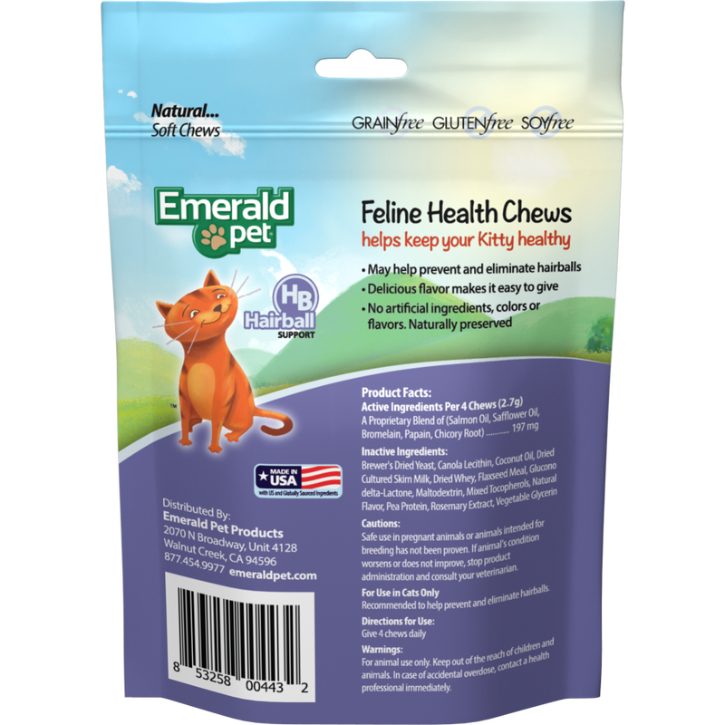 Emerald Pet Feline Health Hairball Support Cat Supplement, 2.5-oz image number null