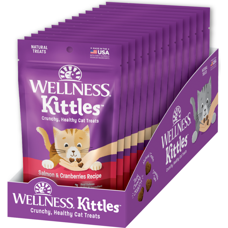 Wellness Kittles Crunchy Cat Treats, Salmon & Cranberries, 2-oz image number null