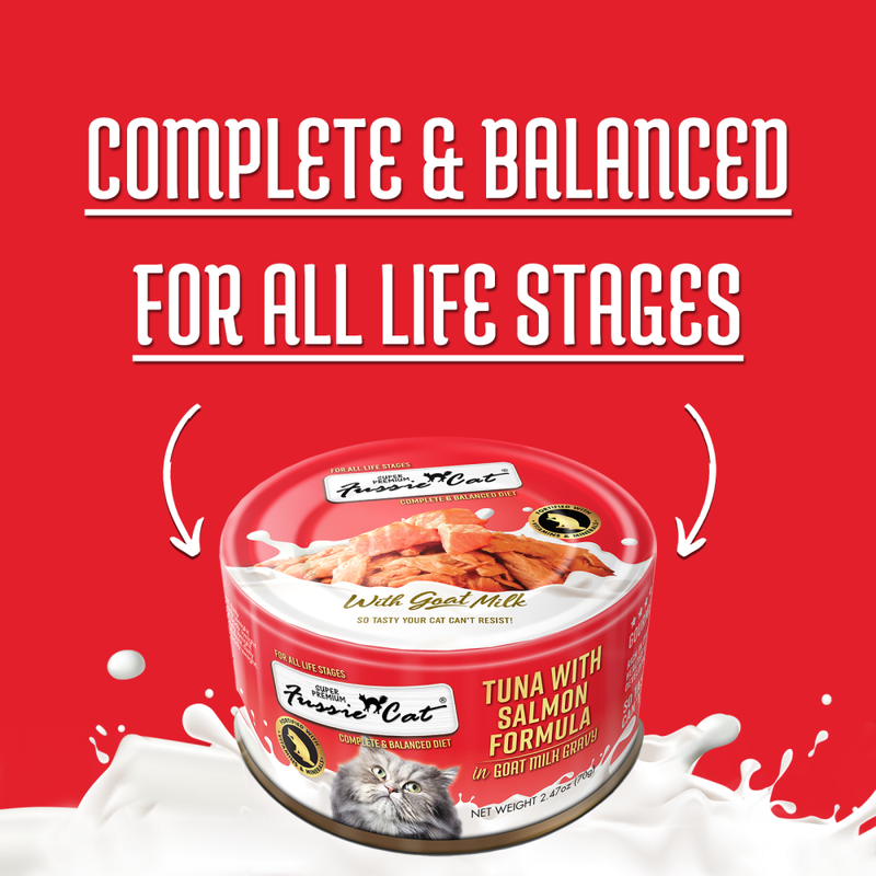 Fussie Cat Super Premium Goat Milk Canned Cat Food, Tuna & Salmon, 2.47-oz image number null